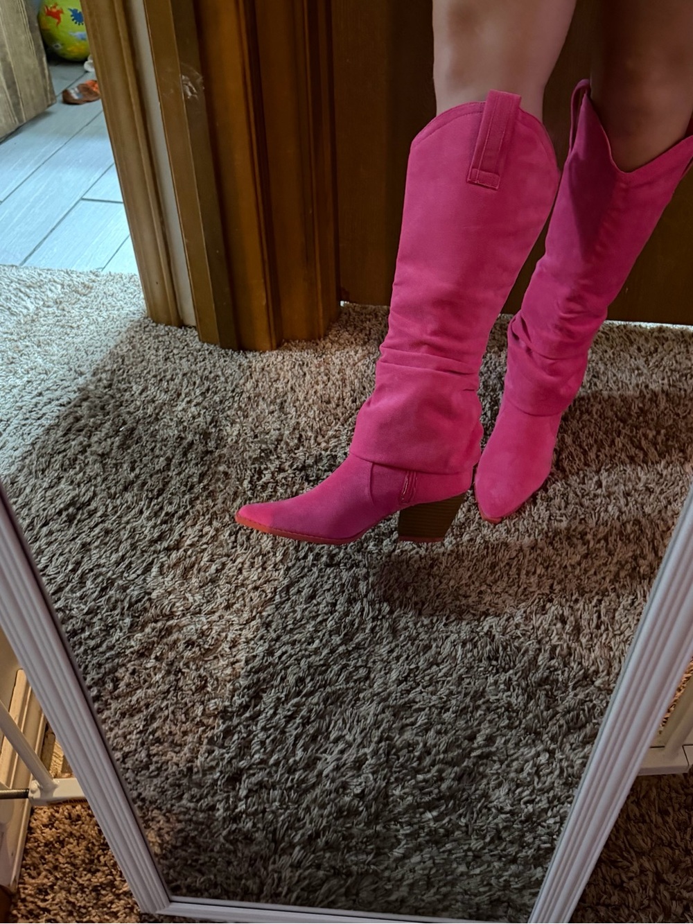 Women's Pink Suede Boots - Picture 4 of 6